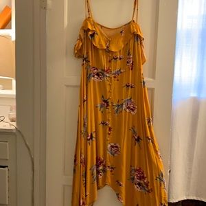 Xhilaration mustard floral maxi dress
